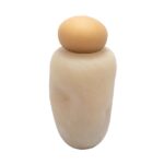POTICHE EM VIDRO MARROM COM TAMPA TERRACOTA
