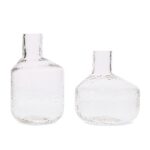 KIT DE VASOS EM VIDRO TRANSPARENTE TEXTURIZADO