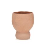 VASO DECORÂTIVO EM CERÂMICA TERRACOTA BASE ESCULTURAL