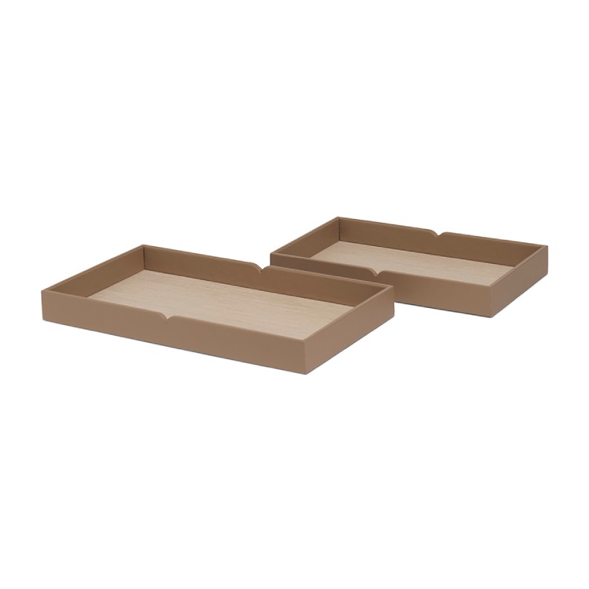 21726-3-3-2 BANDEJA DE COURO CARAMELO COM FUNDO AMADEIRADO - Imagem 1