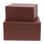 KIT CAIXAS DECORATIVAS MARROM COM ACABAMENTO METELASSADO