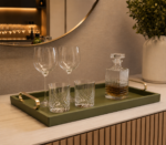 BANDEJA EM COURO VERDE COM ALÇA COM DETALHE DOURADO - Imagem 5
